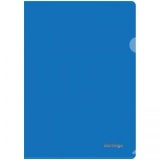 Папка-уголок А4 пластик 180мкм прозр Berlingo синяя (80) 